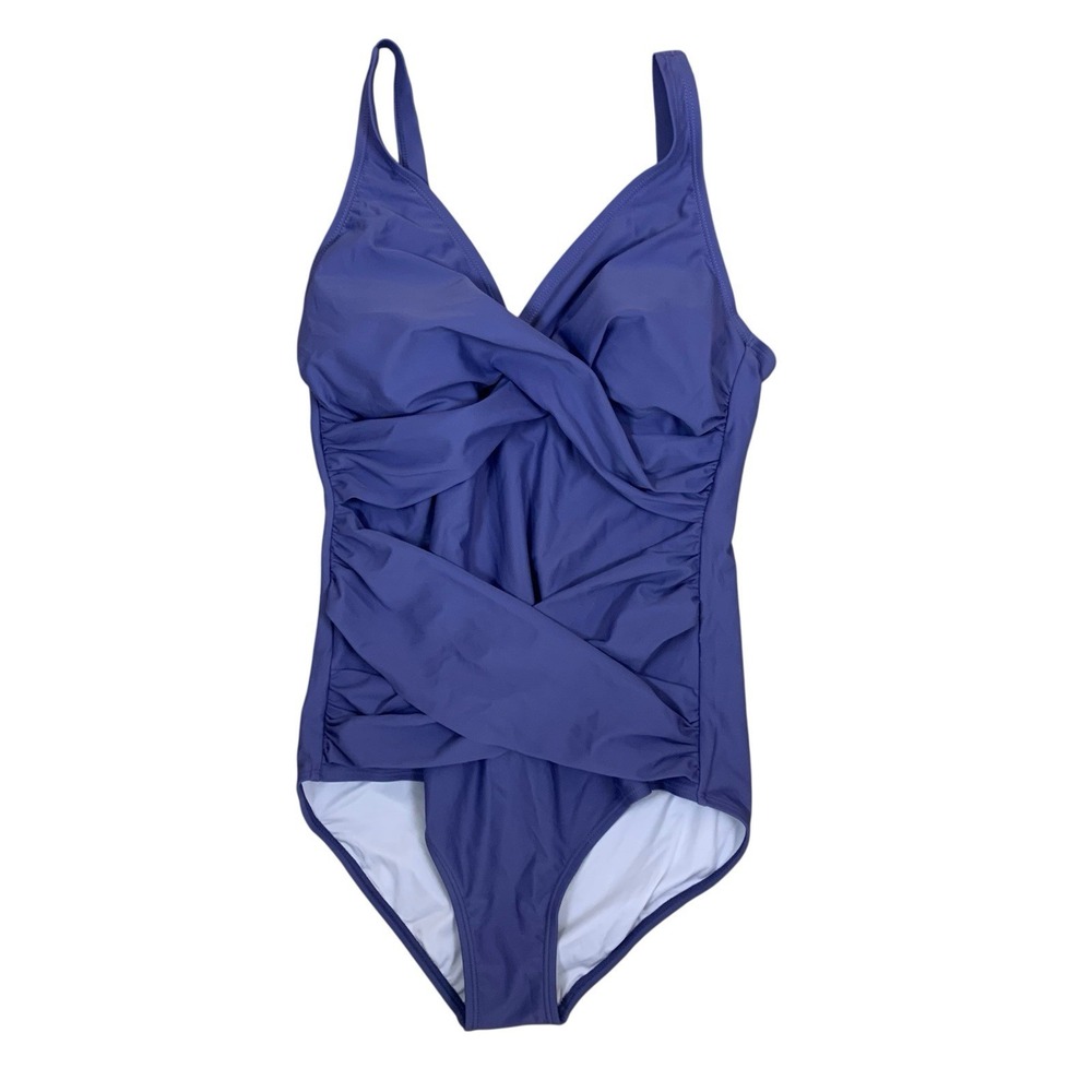 Smismivo Purple One Piece Swimsuit Twist Front Tummy Control Women M‎